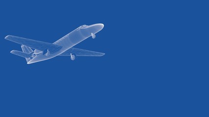 3d rendering of an outlined airplane