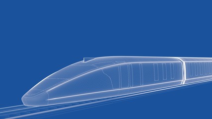 3d rendering of an outlined train