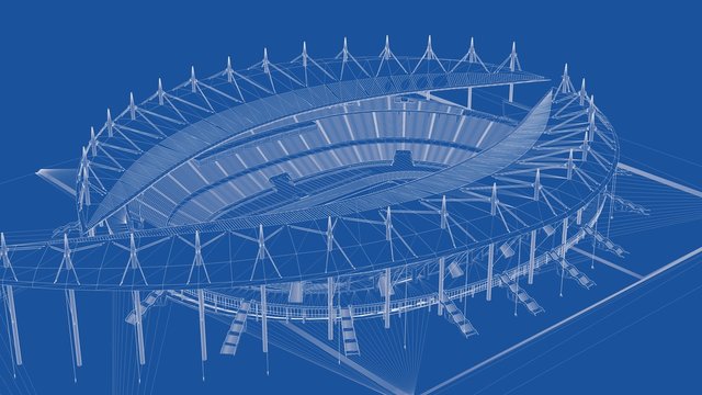 3d rendering of an outlined stadium