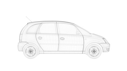 3d rendering of an outlined object