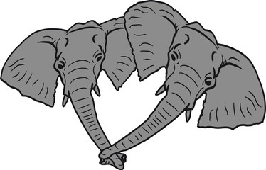 kopf gesichter 2 freunde team paar pärchen liebe verliebt elefant süß niedlich groß gesicht gemalt