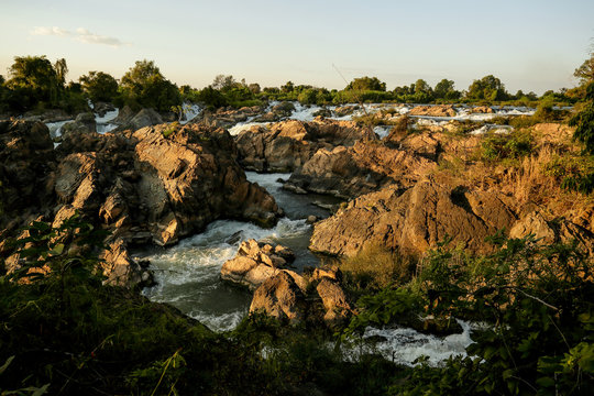 Li Phi waterfall at Don Khon Island