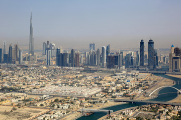 Fototapeta na wymiar Dubai Downtown Hochhäuser mit Burj Khalifa Luftaufnahme Luftbild