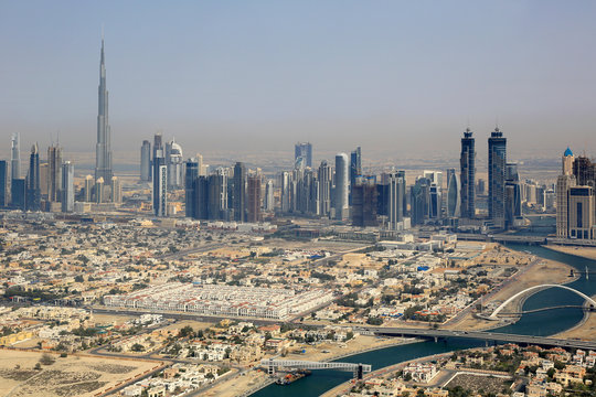 Dubai Downtown Hochhäuser mit Burj Khalifa Luftaufnahme Luftbild