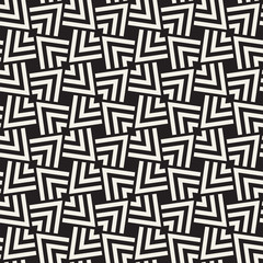 Geometric Ornament With Striped Rhombuses. Vector Seamless Monochrome Pattern