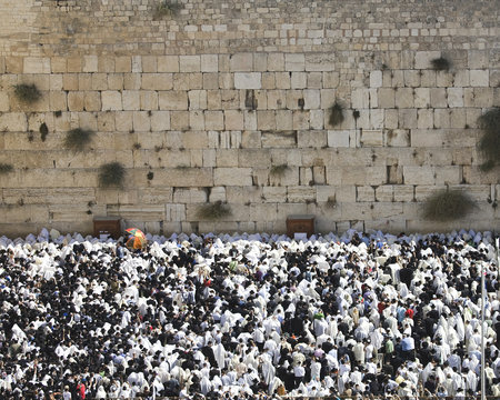 Blessing Cohen at the Western Wall on Sukkot holiday in Jerusalem