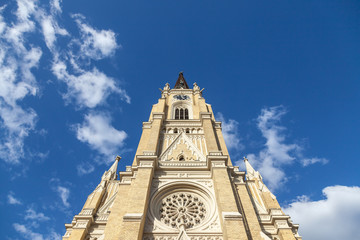 The Name of Mary Church, also known as Novi Sad catholic cathedral during a sunny spring afternoon. This cathedral is one of the most important landmarks of Novi Sad, Serbia..