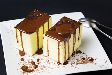 Egg custard cremeschnitte dessert