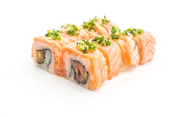 grilled salmon sushi roll - japanese food style