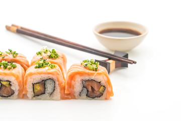 grilled salmon sushi roll - japanese food style