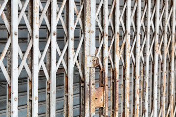 Old Steel Sliding Doors. Protective grille.