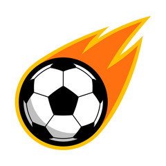 Fototapeta premium Soccer football comet fire tail flying