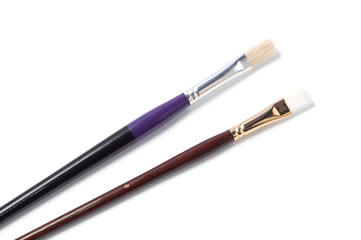 Paint brushes on a white background