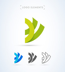 Abstract ribbon logo template. Origami paper style