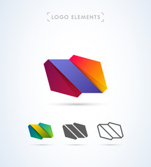 Vector abstract logo template. Origami paper style