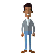 Obraz premium happy man wearing casual clothes cartoon icon over white background. colorful design. vector illustration