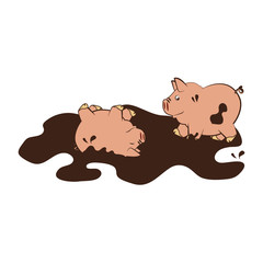 piggy character funny icon vector illustration design