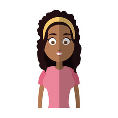 happy woman cartoon icon over white background. colorful design. vector illustration