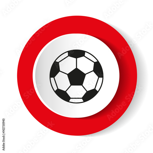 "Icon soccer ball on a red background. Vector illustration." Stock