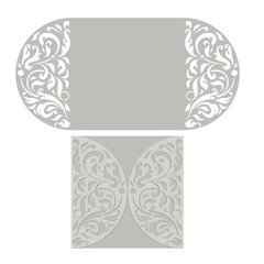 Ornate vector round pattern for cutting or lazer-cut on white background. floral pattern for greeting card.