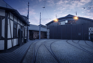 Obraz premium Historic tram depot in Jewish Quarter of the Kazimierz district in Krakow, Poland