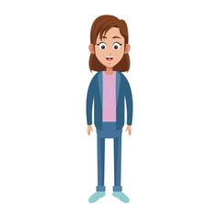 girl wearing casual clothes cartoon icon over white background. colorful design. vector illustration
