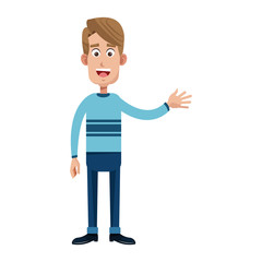 happy man wearing casual clothes cartoon icon over white background. colorful design. vector illustration