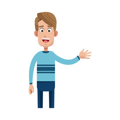 happy man wearing casual clothes cartoon icon over white background. colorful design. vector illustration