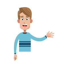 happy man wearing casual clothes cartoon icon over white background. colorful design. vector illustration