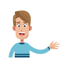 happy man cartoon icon over white background. colorful design. vector illustration