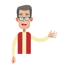 old man with glasses cartoon icon over white background. colorful design. vector illustration
