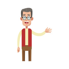 old man with glasses cartoon icon over white background. colorful design. vector illustration