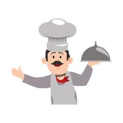 chef mustache hat vector icon illustration colored