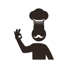 chef mustache hat vector icon illustration silhouette