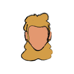 faceless female earings head vector icon illustration