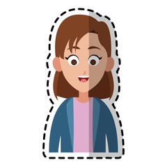 happy girl kid or child with short brown hair icon image vector illustration design 