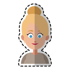 happy blonde woman with blue eyes cartoon icon image vector illustration design 