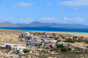 Holiday village on Sotavento beach on Jandia peninsula, Fuerteventura, Canary Islands, Spain