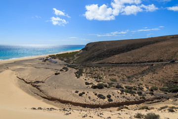 Sand dune on Sotavento beach on Jandia peninsula, Fuerteventura, Canary Islands, Spain