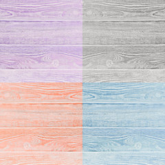 Collage of wooden surfaces four different colors