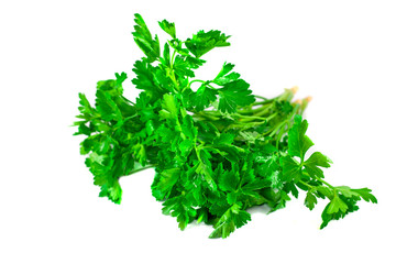 Fresh green parsley isolated on white background, food ingredient
