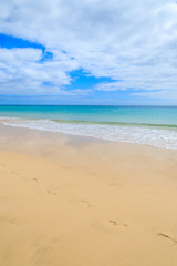 Fototapeta premium Beautiful Morro Jable beach on Jandia peninsula, Fuerteventura, Canary Islands, Spain