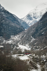Fototapeta premium Natural winter landscape in Norway. Scenic view. European vacation destinations. Scandinavia March 2017