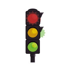 semaphore traffic light post vector icon illustration
