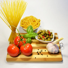 Pasta souce ingredients, Italian rustic cooking