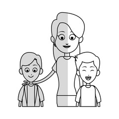 mother with his kids icon over white background. vector illustration