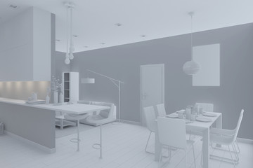 3D Interior rendering of an Apartment