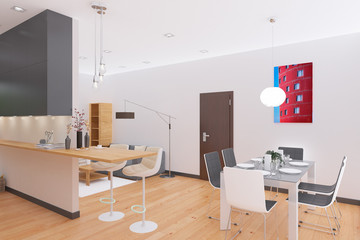 3D Interior rendering of an Apartment