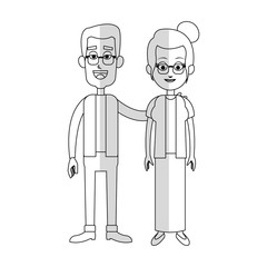 couple of old man and woman cartoon icon over white background. vector illustration