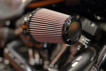 Motor bike air filter close up.